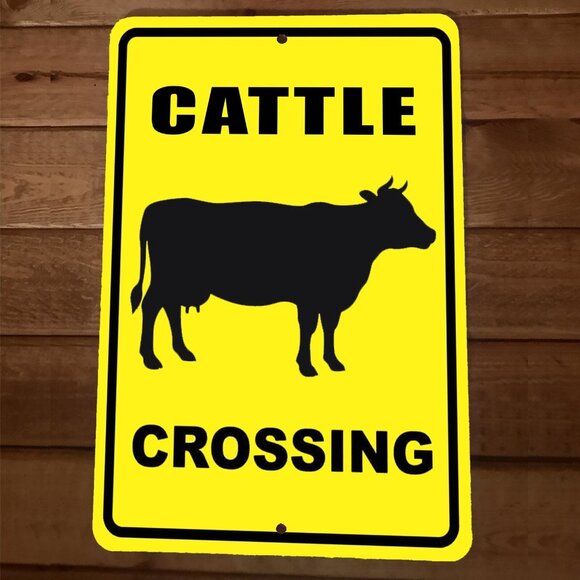 Cattle Cow Crossing 8x12 Metal Wall Sign Animal Poster - Picture 1 of 1